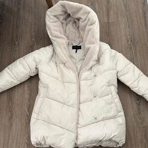 Women's Cream Hooded Puffer BCBGMAXAZRIA Jacket